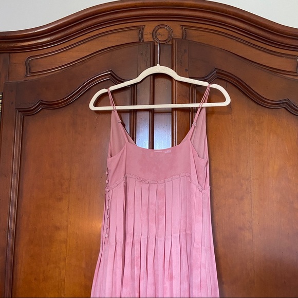 LoveShackFancy Silk Maxi Dress Pink Tie Dye Empire Pleated Bust | Size 4 - Picture 9 of 16